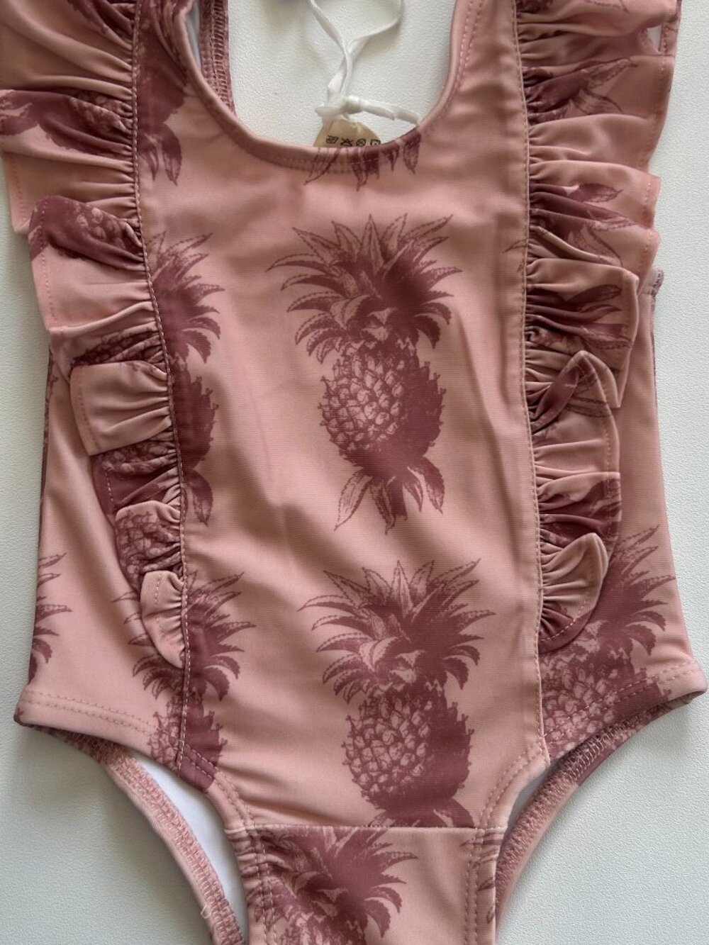 NWT Kate Quinn Baby Swimsuit 3-6M Pink Pineapple Ruffle Tank Style